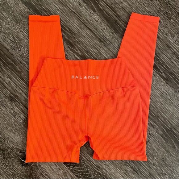Balance Athletica Linear Legging Ribbed Seamless in Sunset Orange NWOT - Picture 6 of 8